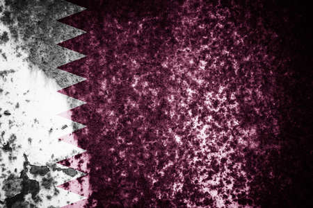 Old cracked wall with the flag paintedの写真素材