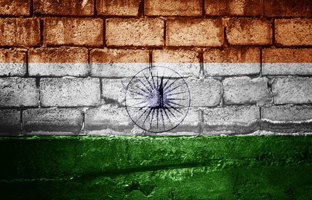 Dark brick wall with the flag