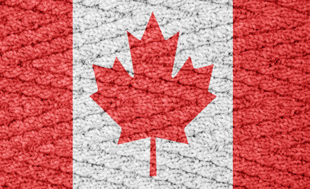 Flag on the knitted surfaceの写真素材