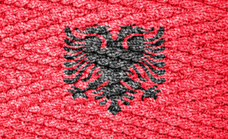 Flag on the knitted surfaceの写真素材