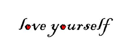 love yourself, text design on whiteの写真素材