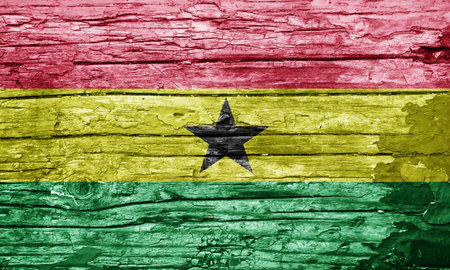 Wooden texture with painted flagの写真素材