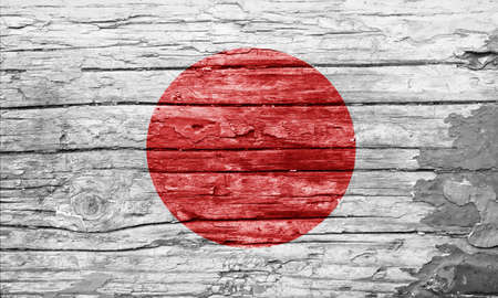 Wooden texture with painted flagの写真素材
