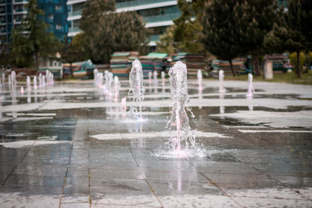Beautiful fountains in the park of Batumi town. Georgiaの写真素材