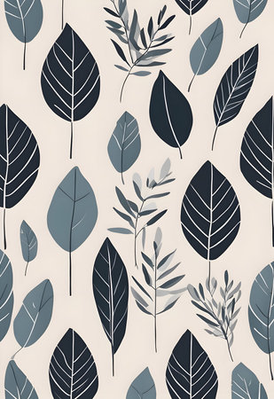 Abstract art of boho leavesの素材