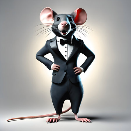 Funny mouse in the suitの素材