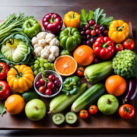 Various collection of fruits  and vegetablesの素材