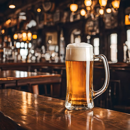 Glass of beer in the pubの素材