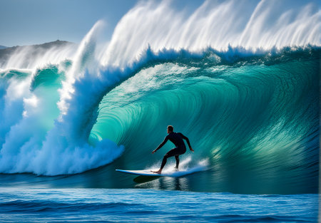 Surfers in the sea having funの素材