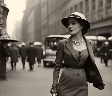 Vintage retro woman in the cityの素材