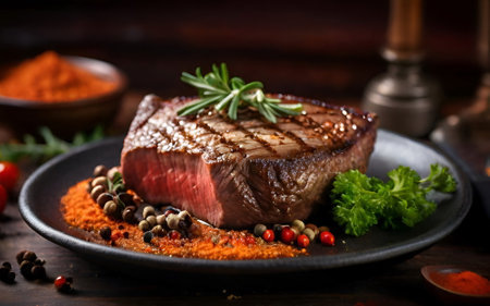 Tasty beef steak on the tableの素材