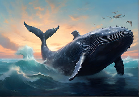 Big whale closeup in oceanの素材