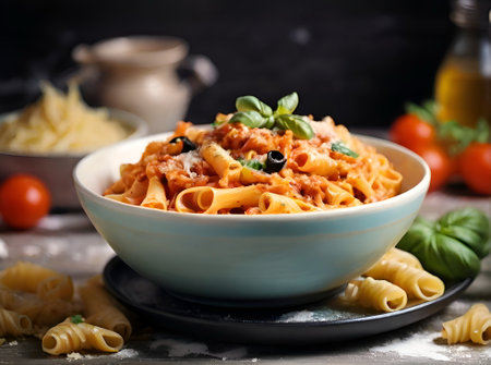 Healthy pasta on the plateの素材