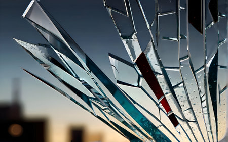 Abstract artistic closeup of the broken glassの素材