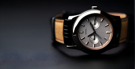 Elegant wristwatch on dark backgroundの素材
