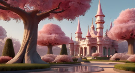 Beautiful fantasy fairy tale pink parkの素材