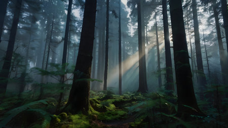 View of the mystical cinematic forestの素材