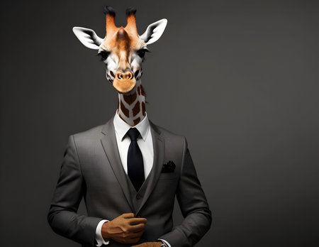 Giraffe portrait in the elegant suitの素材