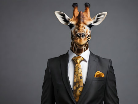 Giraffe portrait in the elegant suitの素材