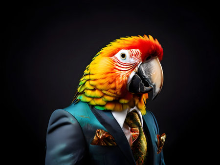 Parrot portrait in the elegant suitの素材