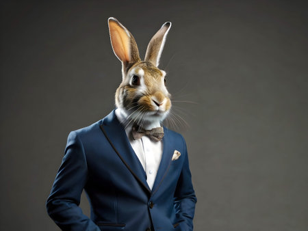 Rabbit portrait in the elegant suitの素材