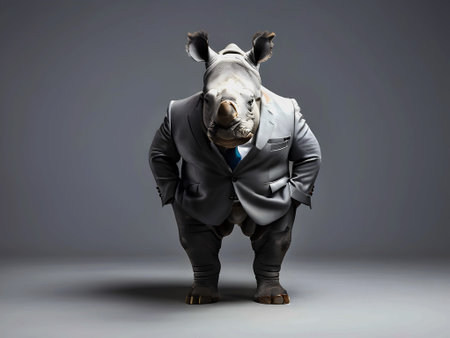 Rhino portrait in the suitの素材