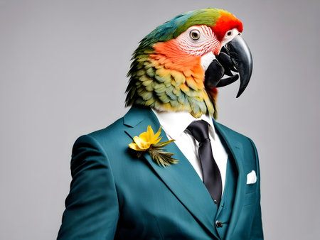 Parrot portrait in the elegant suitの素材