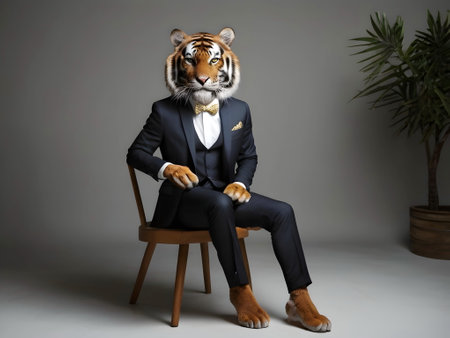 Tiger portrait in the suitの素材