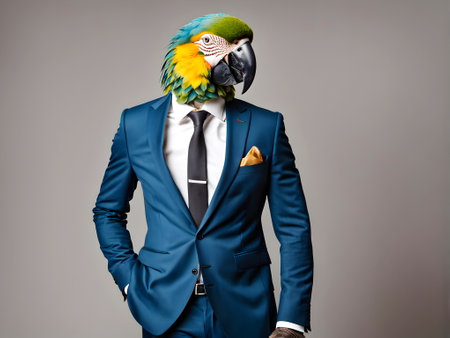 Parrot portrait in the elegant suitの素材