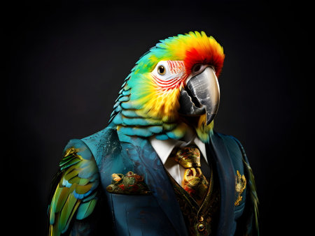 Parrot portrait in the elegant suitの素材