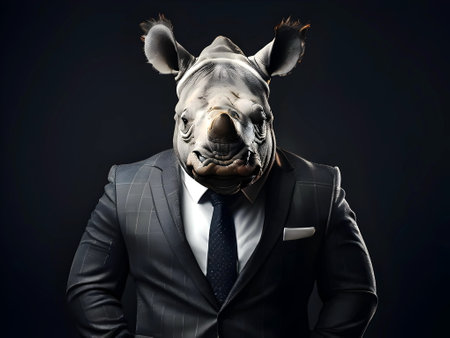 Rhino portrait in the suitの素材