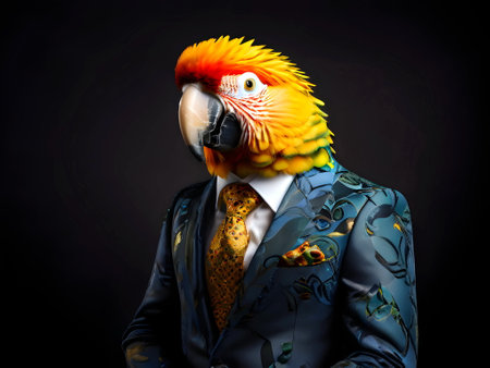Parrot portrait in the elegant suitの素材