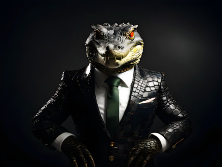 Crocodile portrait in the elegant suitの素材