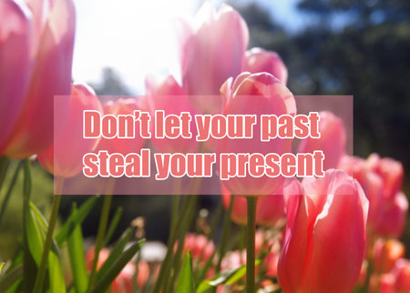 Don't let your past steal your presentの写真素材