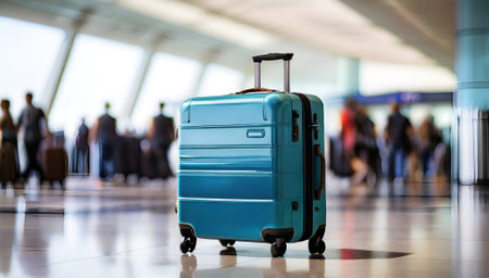 Travel luggage suitcase in the airportの素材