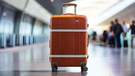 Travel luggage suitcase in the airportの素材