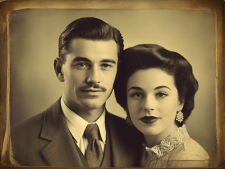 Old photograph of the vintage coupleの素材