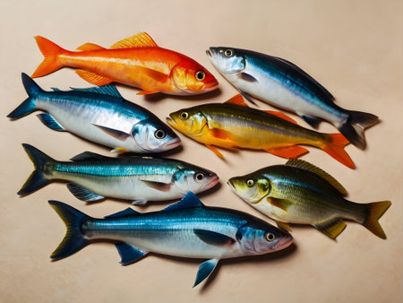 Various fishes on the tableの素材