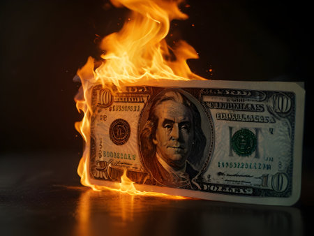 Dollars on fire business conceptの素材