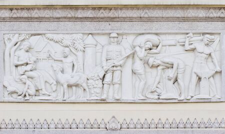 Low Relief at Democracy Monument of Bangkok, Thailandの写真素材