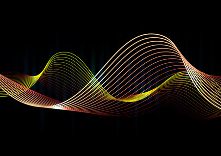 The digital technology colorful signal wave black background