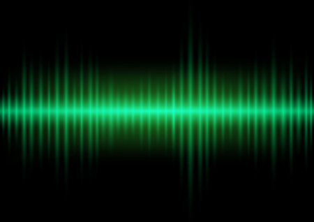 The green dynamic digital motion sounds wave in dark backgroundのイラスト素材
