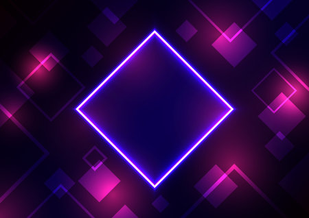 Futuristic blue neon purple square modern technology abstract background. Abstract vector illustration.のイラスト素材