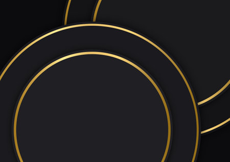Circle premium luxury line shiny gold dark vector background. Abstract vector illustration.のイラスト素材