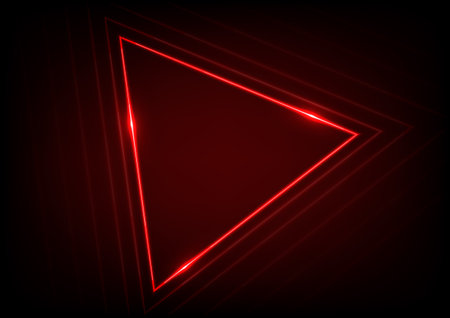 Abstract style. Red triangle neon light line gradient digital technology modern banner cover background. vector illustration.のイラスト素材