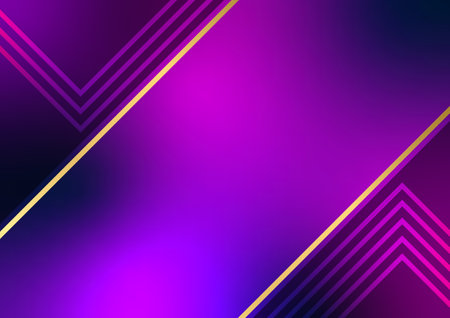 Presentation abstract purple gradient gold line triangle banner background. vector illustration.のイラスト素材