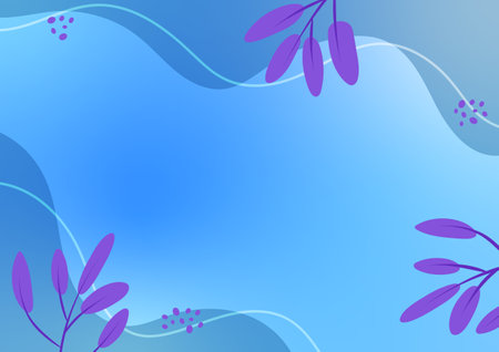 Abstract purple plant soft line wave vivid blue lake dynamic presentation background. vector illustration.のイラスト素材
