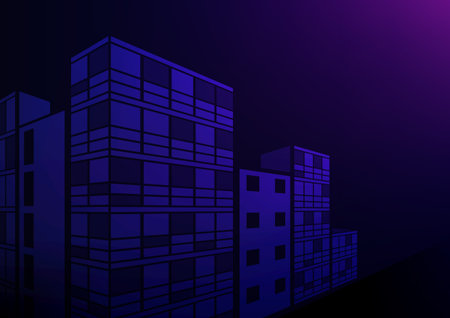 Dark blue building hotel city apartment building background. vector illustration.のイラスト素材