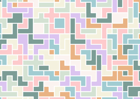 Tetris soft colorful smooth geometric square random pattern wallpaper background. vector illustration.のイラスト素材