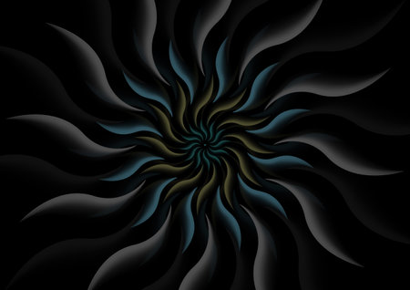 Mandala abstract digital technology graphic flower dark background. vector illustration.のイラスト素材